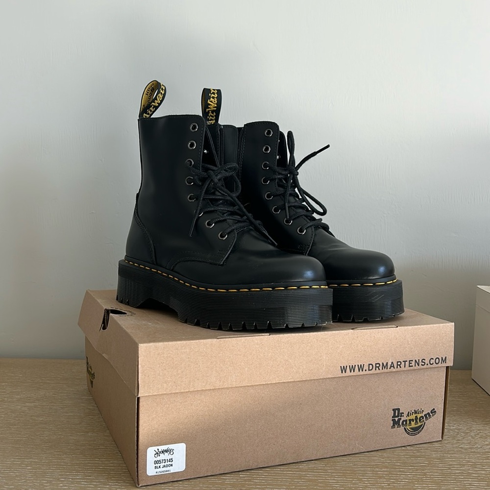 Dr Martens Black Jadon Leather Platforms